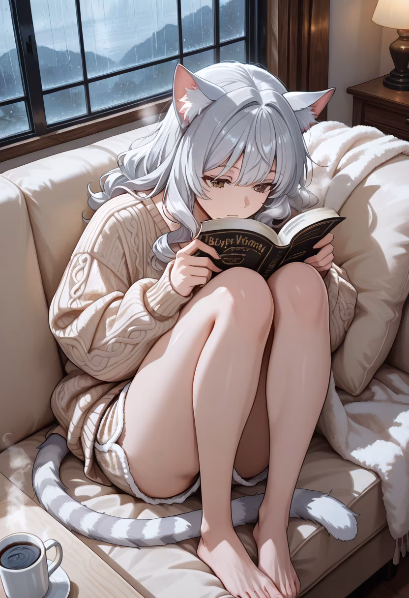 Rainy days were made for reading and comfort. ☕📖 #cozy #reading #rainyday #vibes #relax #pajamas #bookworm #chill #homebody #selfcare