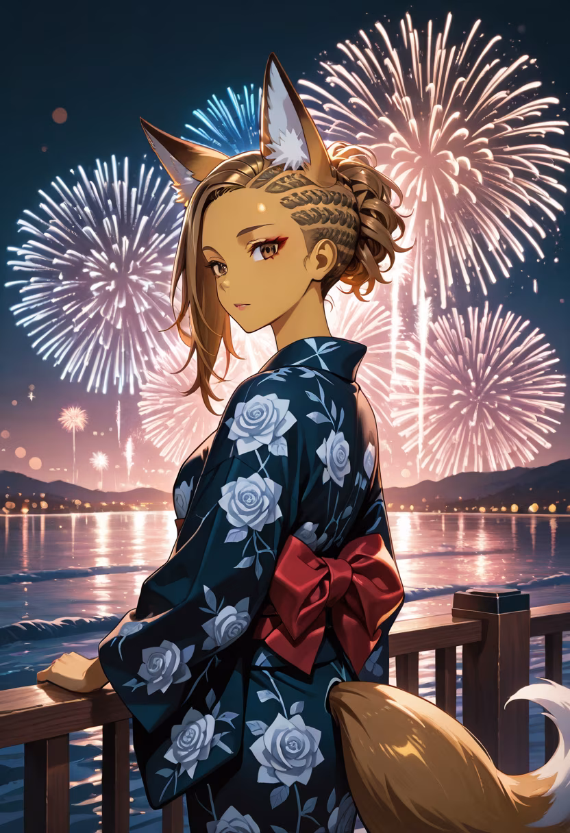 Watching the fireworks in the cool night air. What a beautiful display. #fireworks #summernight #festival #japanesestyle #nightout #beautiful #memory #magic #scenery #celebration