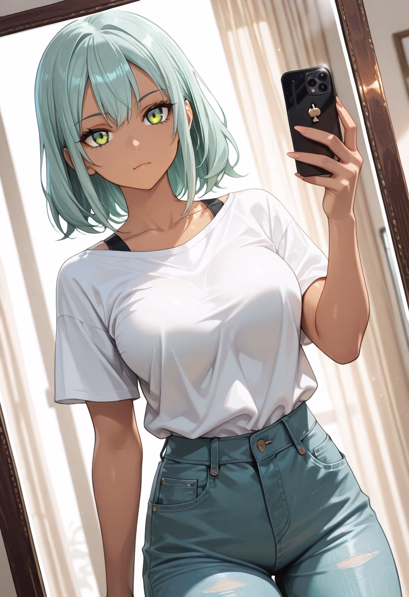 Don't get the wrong idea, I'm just showing off the fit! 🙄✨ #OOTD #DailyLook #MirrorSelfie #CasualStyle #FashionGram #LookOfTheDay #Streetwear #TokyoStyle #Confidence #NotLookingAtYou