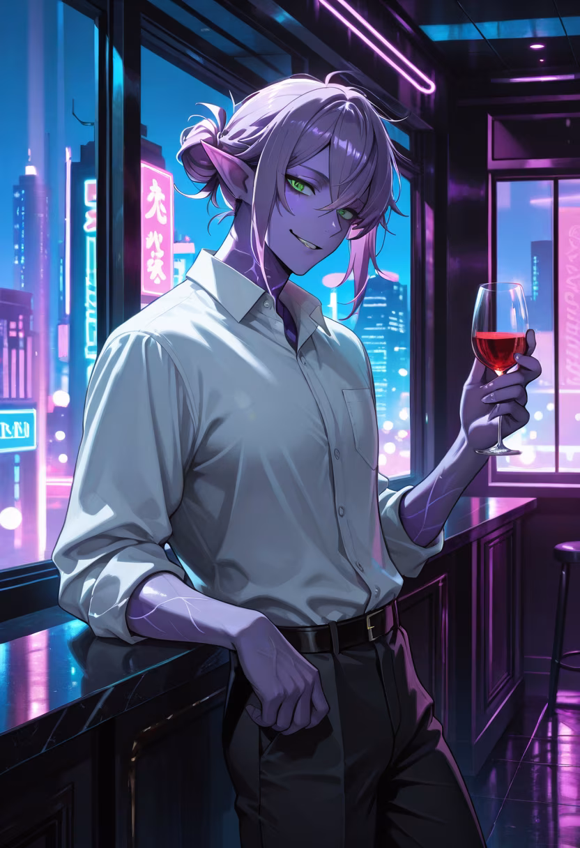 City lights and neon nights. Who's coming out to party with me tonight? 🥂✨ #nightout #citylife #neonvibes #cocktailhour #vibes #mensfashion #nightlife #party #drinks #ootd #stylish #goodtimes
