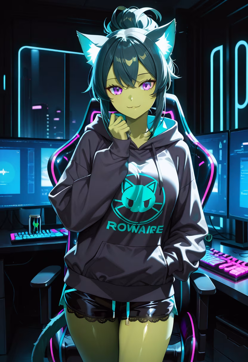 Finally got the new setup sorted! Ready to grind some rank all night long. Anyone wanna join? 🎮✨ #gaminglife #pcsetup #gamergirl #rgb #setupgoals #battlestation #twitchstreamer #gamingcommunity #nightshift #pcgaming #gamerlife #levelingup
