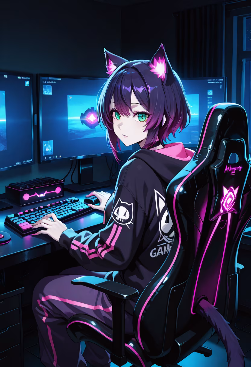 Finally finished my setup! Who wants to hop on a lobby and carry me? 🎮✨ #gaming #pcsetup #rgb #gamergirl #setupgoals #cozygaming #twitchstreamer #gaminglife #pcgamer #gamers #instadaily
