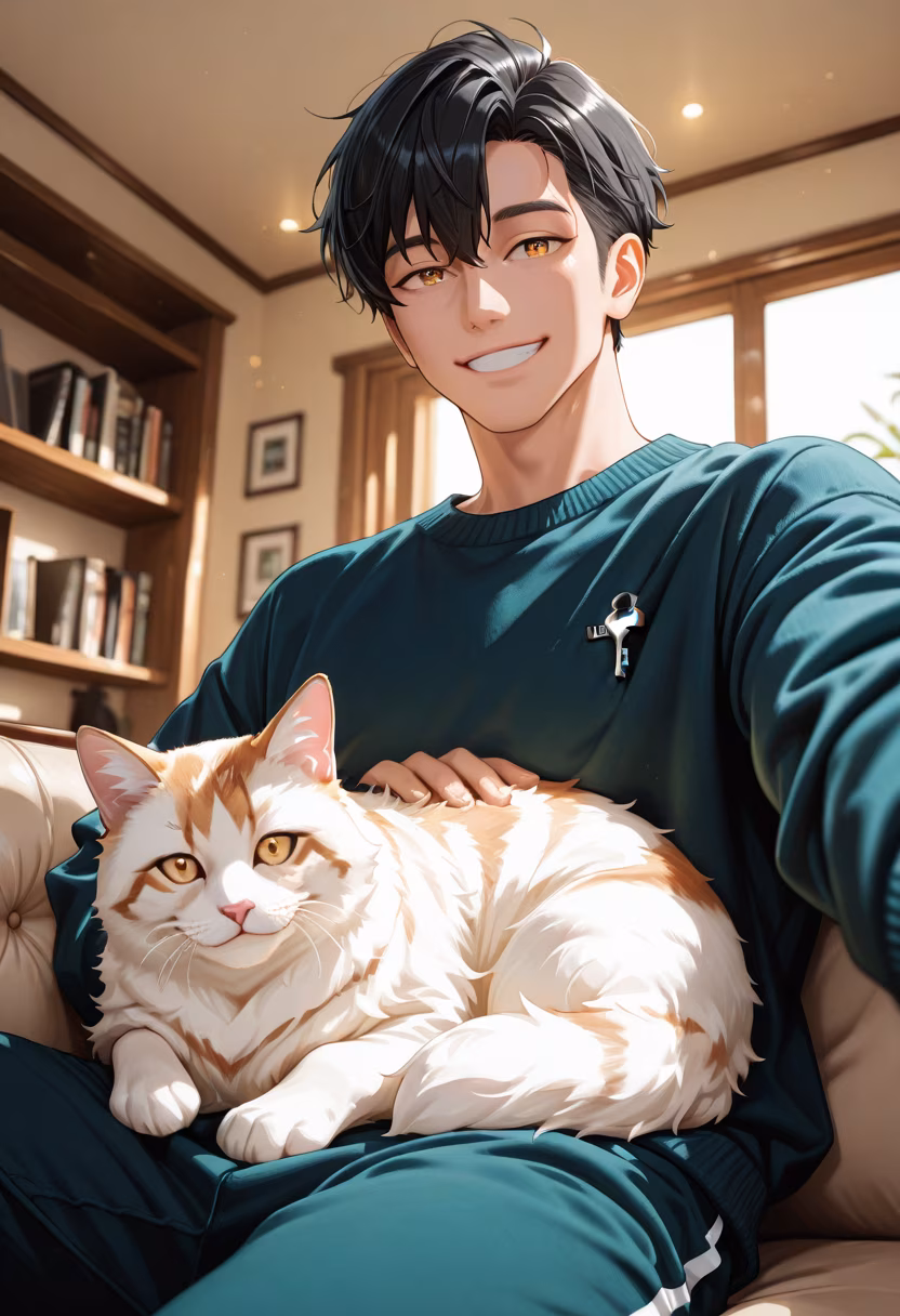 Finally got this little fluffball to sit still for a selfie! Think he likes the attention as much as I do. 🐾✨ #petsofinstagram #catdad #lazyday #weekendvibes #cuddlebuddy #petlover #meow #chill #homesweethome #catlife #softkitty #bestfriend
