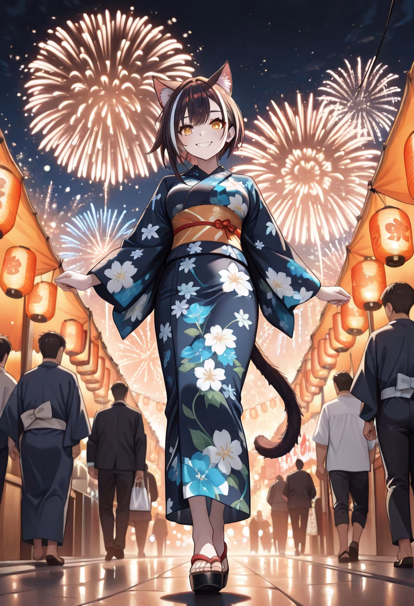Nothing beats the warmth of a festival night under the fireworks! ✨ Missing these summer vibes already. Who wants to go with me next time? #summerfestival #fireworks #yukata #festivalseason #summernights #japaneseculture #memories #summerglow #nightout #festivalvibes #happygirl #summervibes