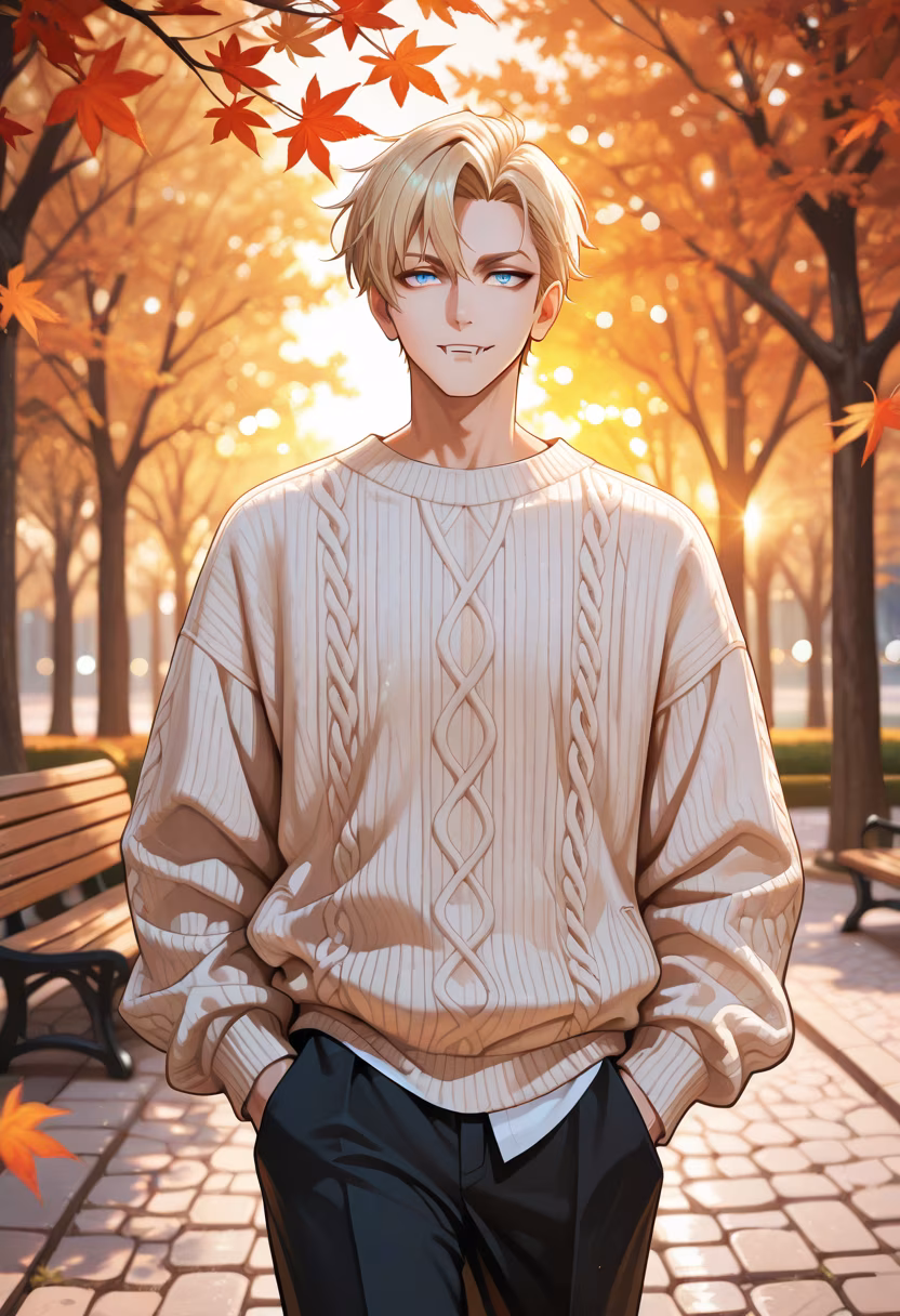 Honestly, the autumn air is almost as cold as I am, but I suppose the view makes it worth the walk. Don't stare too long, okay? 🍂🧣 #AutumnVibes #CozyStyle #SeasonalFashion #Haruto #FallDay #CrispAir #Walking #StreetStyle #BoyfriendMaterial #AutumnLeaves #NaturePhotography #OOTD