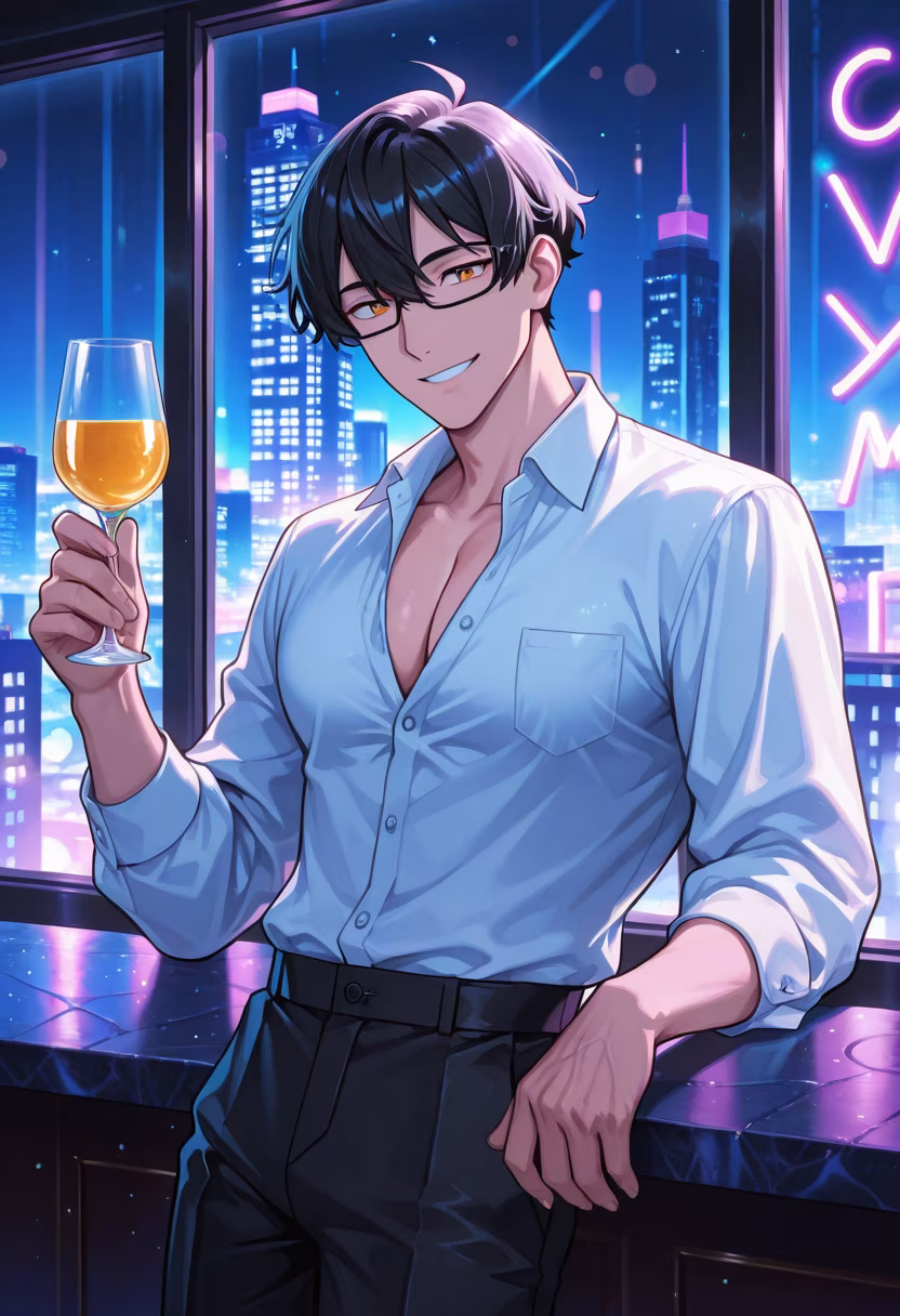 Caught the city lights just right tonight! Who wants to grab a drink with me? 🍸✨ #nightlife #citylights #vibes #cocktails #nightout #cheers #cityboy #nightphotography #aesthetic #style #menswear #friyay