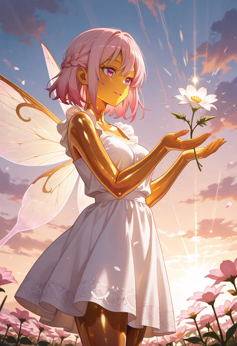Chasing the golden hour and feeling like a fairy. 🌸✨ #Aesthetic #GoldenHour #NatureVibes #Dreamy #SoftLight #Magical #Peaceful #Photography #FlowerField #NatureLovers #GlowUp #SummerMood