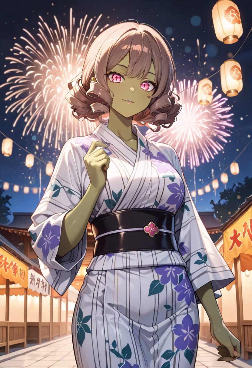Found the perfect spot to watch the fireworks tonight! Don't get the wrong idea, I only invited you because it's crowded... #festivalvibes #summernights #fireworks #meisdaily #nightout #yukata #summerfun #dontstare #tsundere #holidaymood #citylights