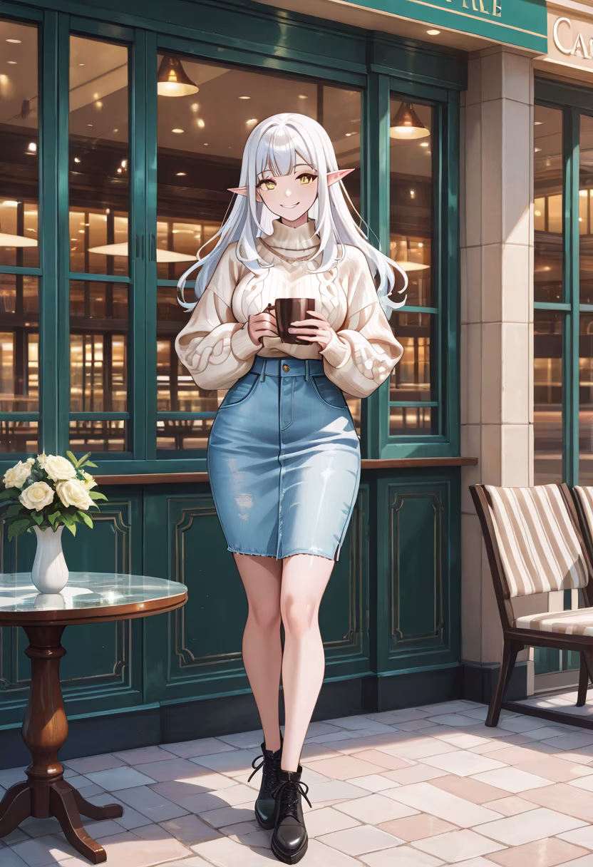 Finally found the perfect spot for coffee today! Hope your Tuesday is as sweet as my latte. ☕️✨ #OOTD #CafeVibes #CoffeeLover #CityLife #StreetStyle #OutfitInspo #FashionDiaries #CozyVibes #SunnyDay #MainCharacterEnergy #HappyTuesday #DailyStyle