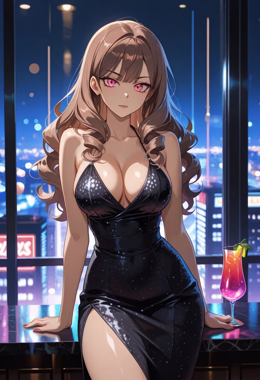 Not that I wanted to come out tonight or anything, but these cocktails are actually decent. πΈβ¨ Don't get used to seeing me out this late! #nightout #citylights #vibes #cocktailhour #meimei #ootd #nightlife #tsundere #citygirl #sparklydress #barlife #cheers
