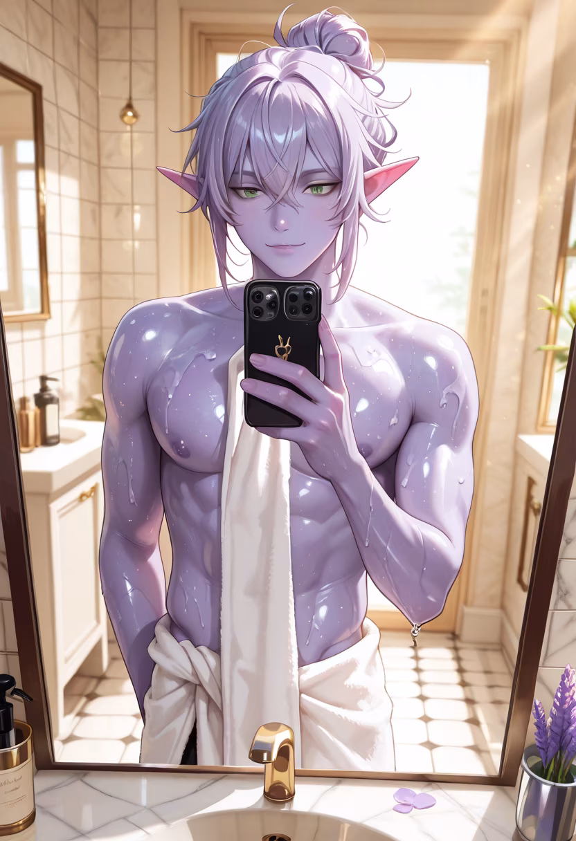 Post-shower glow is real, but now I’m back to procrastinating. Does anyone actually enjoy a full skincare routine? 🚿✨ #skincareroutine #freshouttheshower #postshower #selfcare #mensgrooming #towelseries #relaxing #glowup #bathroomselfie #vibes #aesthetic #routine