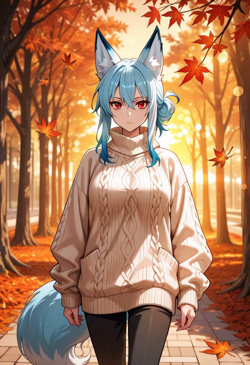It’s finally feeling like autumn! Don't look at me like that, I just like the scarf, okay? 🍂🧣 #autumnvibes #cozy #fallfashion #tsundere #leaves #cuddleweather #cozyvibes #sweaterweather #scenery #autumncolors #goldenhour #aesthetic