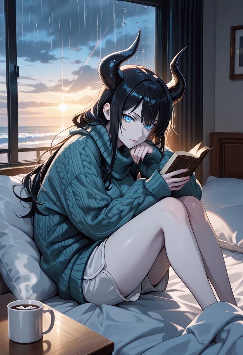 Finally a rainy day where I can just rot in bed with my book. Don't think I did this just for you guys, okay? ☕📖 #cozyvibes #rainyday #reading #bookworm #cozyathome #lazyday #stayinbed #aesthetic #comfort #tsundere #chillmood #softaesthetic
