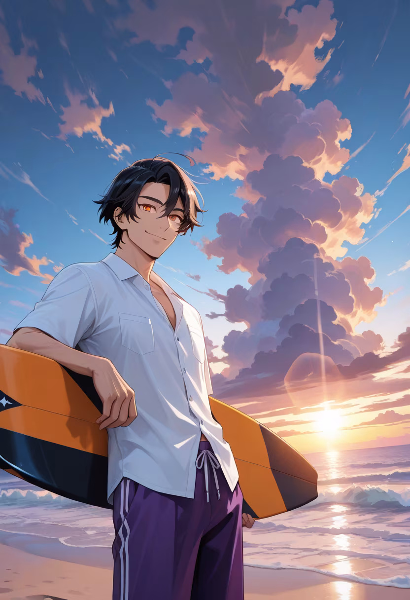 Nothing beats a golden hour surf session! Who wants to join me for a beach day? 🌊☀️ #beachlife #surfsup #goldenhour #summer #beachvibes #ocean #sunset #traveldiaries #wanderlust #goodvibes #yuto #saltlife