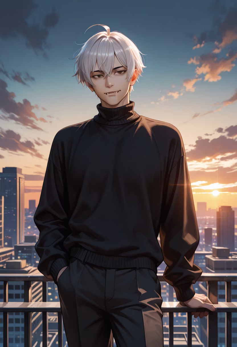 Found the perfect rooftop spot to watch the sun go down. Finally some peace and quiet. 🌅✨ #rooftopvibes #goldenhour #sunset #cityscape #peaceful #mindset #husbando #animeboy #ootd #photography #lifestyle #goldenlight