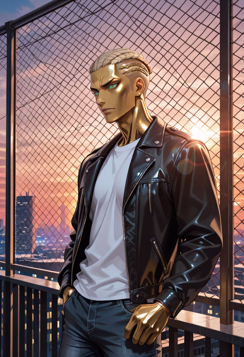 Golden hour really makes everything look tolerable. Don't get used to the smile. 🌇 #goldenhour #sunsetvibes #rooftop #citylights #mood #chill #ootd #photography #aesthetic #goldenhourphotography #mensfashion #kaito