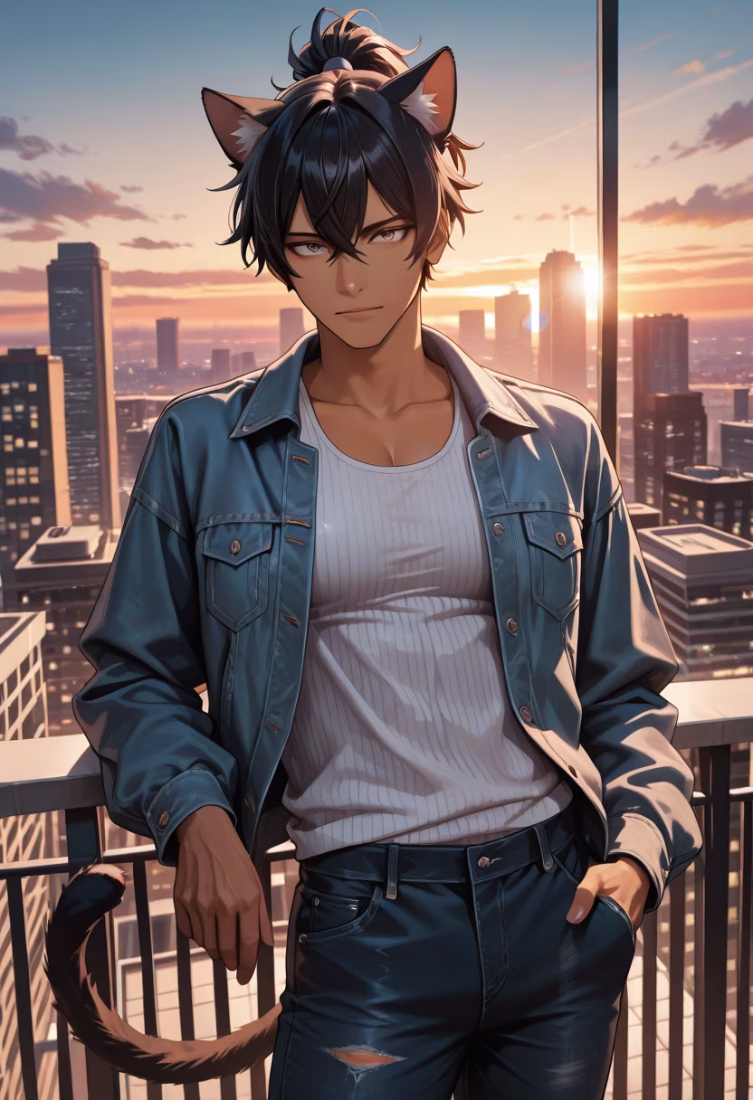 Quiet moments on the rooftop are the only way to reset after a long week. Hope your Sunday is just as peaceful. #rooftopvibes #goldenhour #chill #mood #sundayreset #cityview #mensfashion #aesthetic #skyline #lifestyle #darudere #peaceful