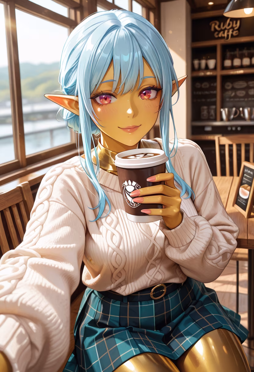 Just hanging out at the cafe today! Who wants to join me? ☕️✨ #cafevibes #ootd #lifestyle #emiko #dailygrind #cozy #aesthetic #chillmode #coffeeaddict #vloggerlife #goodvibes #happyday