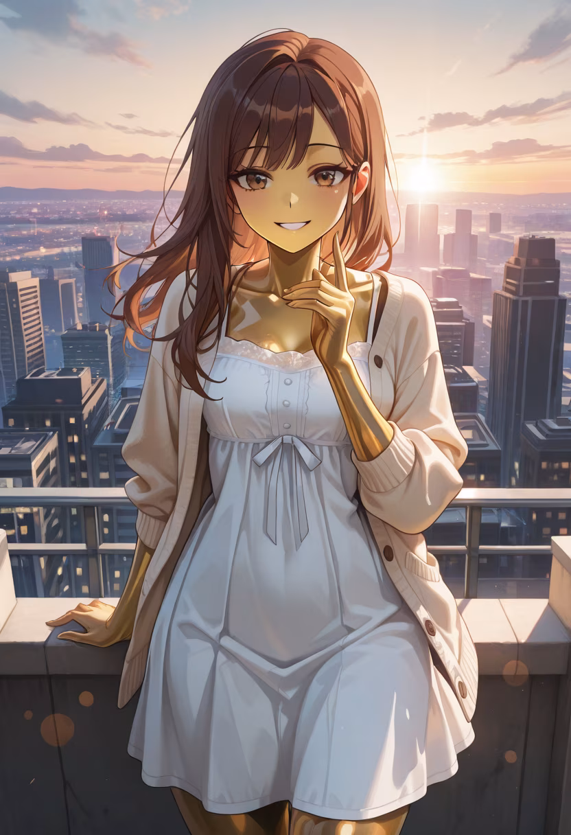Golden hour glow is just built different today. 🌅✨ Who else is obsessed with this view? #goldenhour #aesthetic #vibes #rooftop #sunsetlover #cityscape #goldenlight #moodygrams #chasinglight #cityview #influencerstyle #blessed