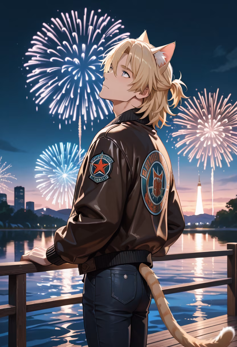 The fireworks were beautiful, but I think I enjoyed the cool night air even more. Hope everyone had a great weekend. ✨🎆 #summernights #festivalvibes #fireworks #nightsky #citylights #summeraesthetic #chillvibes #mensfashion #nightout #glow #peaceful