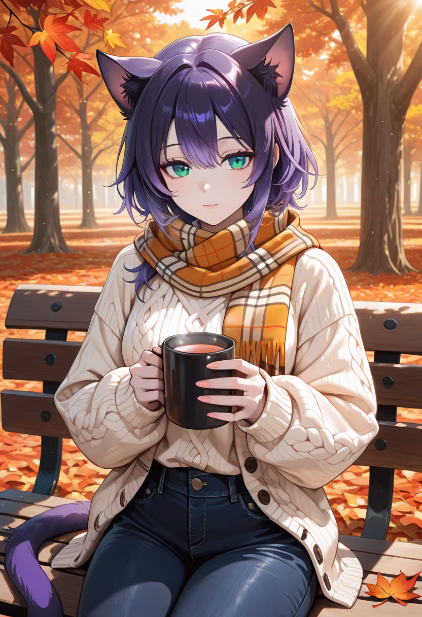Nothing beats the warmth of a scarf on a crisp autumn day. 🍂 Spending the afternoon at the park, wishing I could stay here forever. Hope your day is as cozy as mine! #autumnvibes #cozyseason #fallfashion #parkday #autumnleaves #aesthetic #weekendvibes #fallcolors #peaceful #naturelovers #autumnmood #hinata