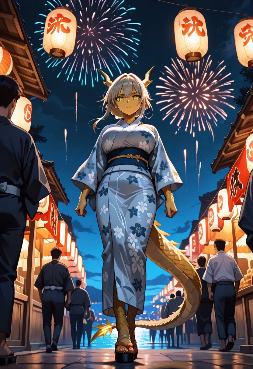 Finally got to see the fireworks! They’re okay, I guess... don't think I'm doing this for you! #summernight #fireworks #festivalvibes #nightout #yukatalife #summerfestival #japantravel #summervibes #ootd #summerstyle #instafestival #funnight