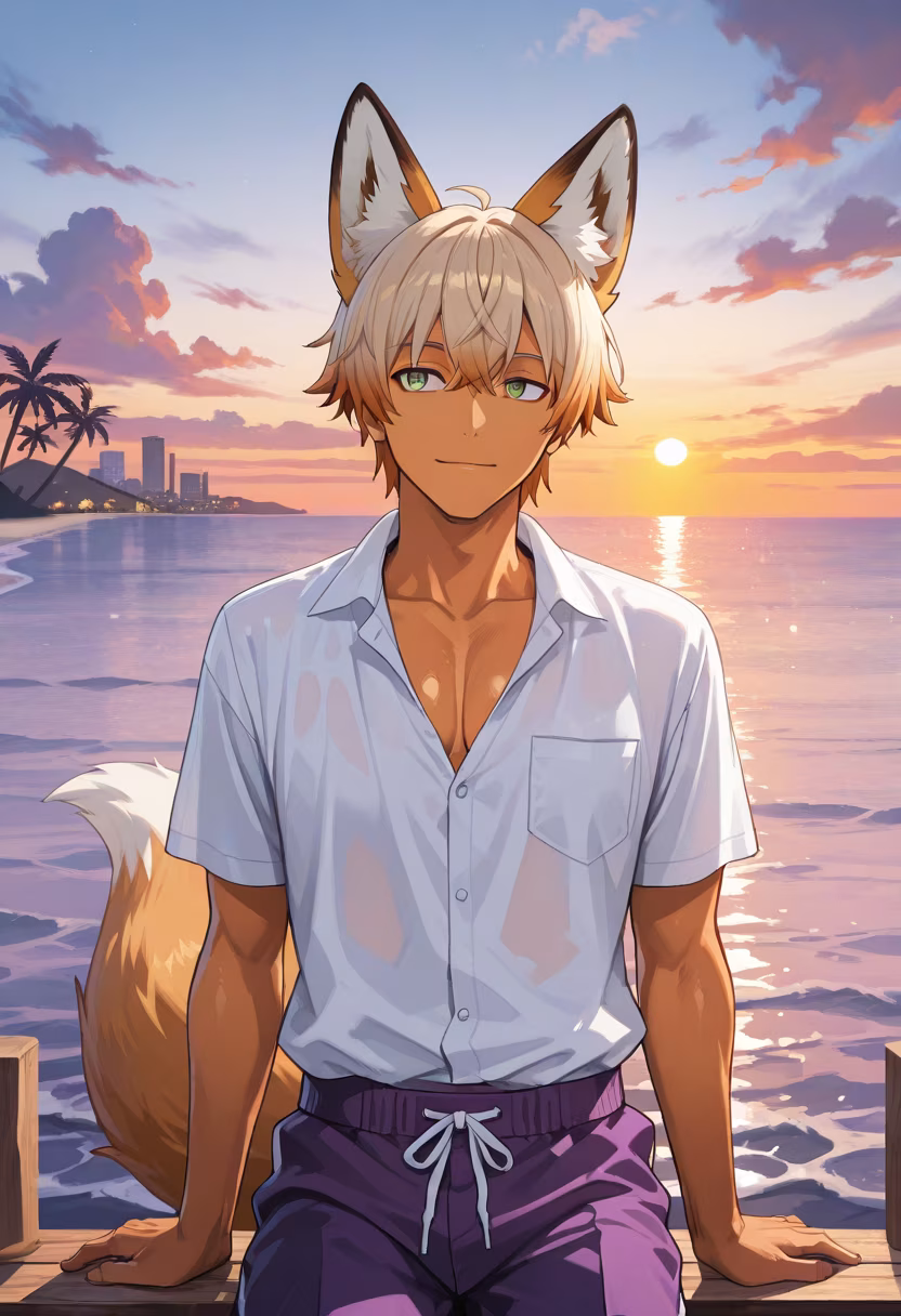 Chasing the last light of the day. 🌅 The view is almost as good as the company I keep… or maybe just waiting for you. #sunset #beachvibes #travelgram #goldenhour #wanderlust #oceanview #makoto #husbando #aesthetic #summervibes #relaxing #vacationmode