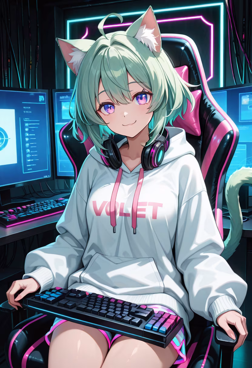 Finally finished my setup! Who wants to hop on a lobby and carry me? 🎮✨ #gaming #pcsetup #rgb #gamergirl #setupgoals #tech #gaminglife #streaming #cozyvibes #kawaii #chill #gamingcommunity