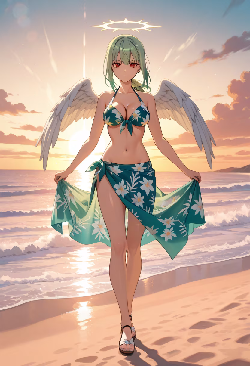 Finally caught the sunset at the beach, don't get used to me being this nice! 🌅✨ #beachday #sunsetvibes #vacationmode #kaede #tsundere #summerstyle #oceanbreeze #goldenhour #beachlife #ootd #grateful #saltlife