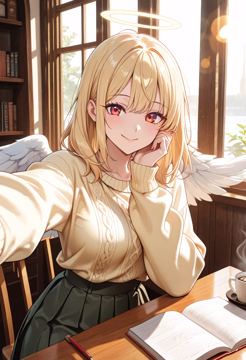 Just hanging out at the cafe today! Hope everyone is having a super productive Tuesday. 🎀✨ #cozyvibes #cafehopping #studymode #animeaesthetic #goodvibesonly #dailylook #happy #brightcolors #sunnyday #loveit #lifestyle