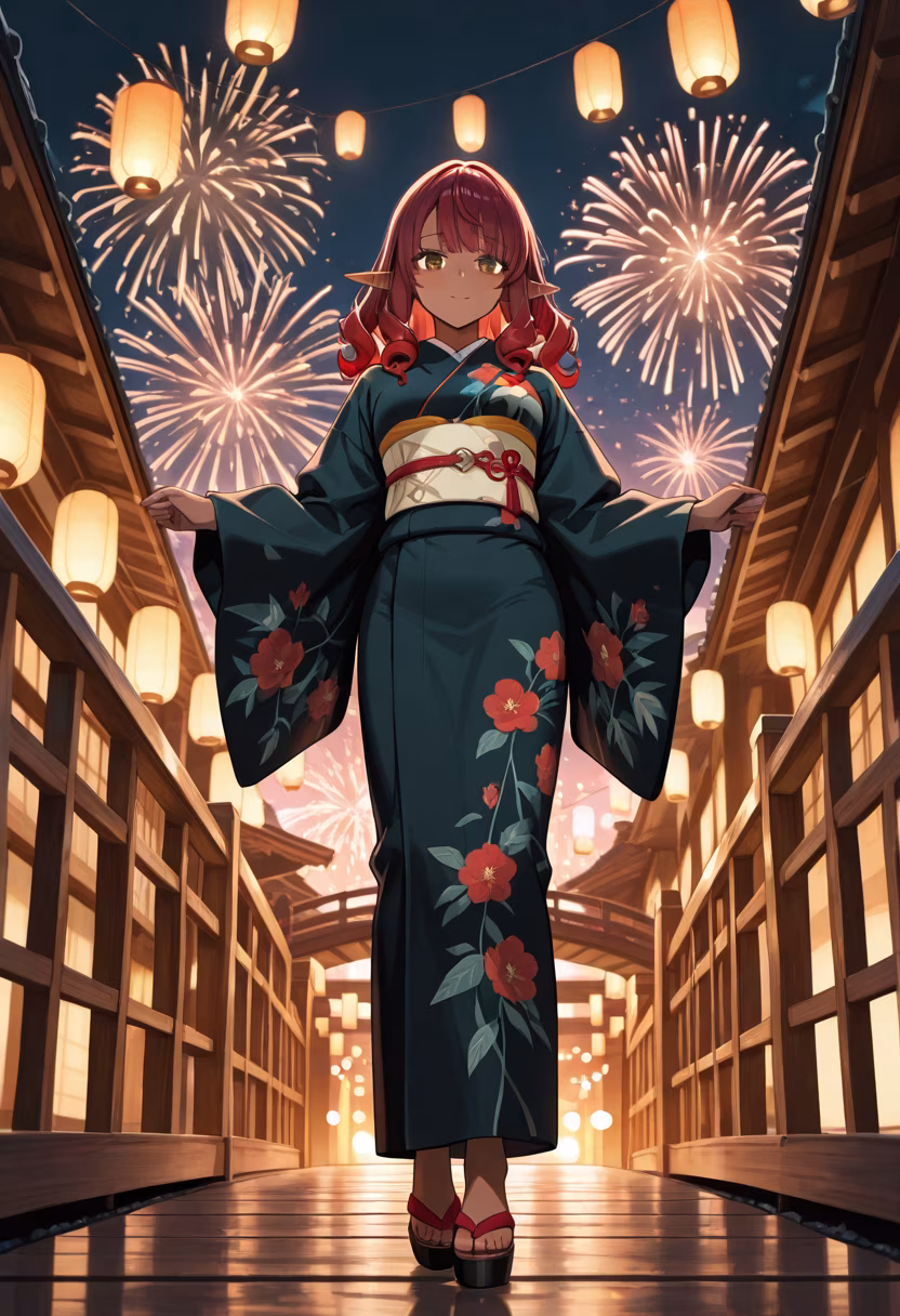 Found the perfect spot to watch the fireworks tonight! 🎆 Hope you all are having a magical evening. #fireworks #summernight #yukata #festivalseason #nightsky #magicalmoments #summerglow #chillvibes #nightout #aesthetic #sparklers #citylights
