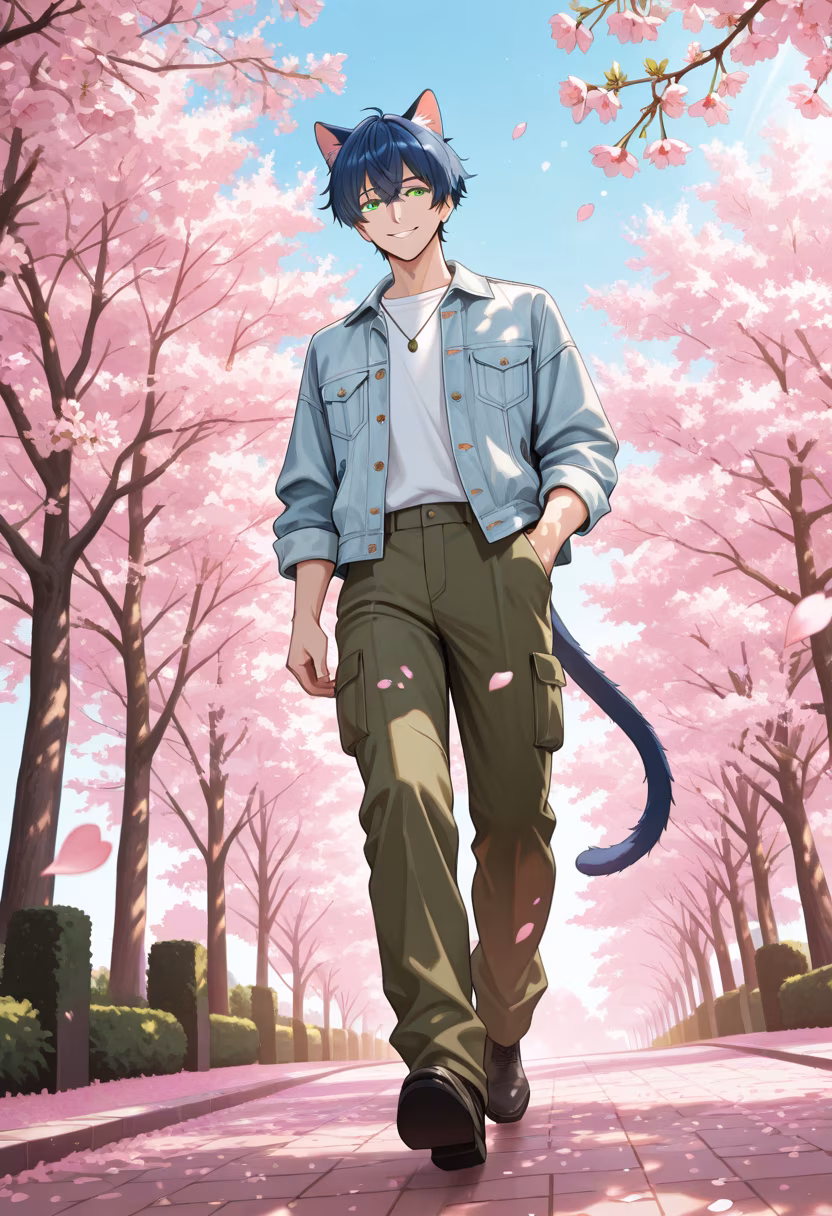 Nothing beats the warmth of the first spring breeze under the cherry blossoms. 🌸 Hope you all are having a beautiful day! #springvibes #sakuraseason #naturelovers #happymoments #mensfashion #dailylook #sunnydays #lifeisgood #peaceful #aesthetic #outfitinspo #vibing
