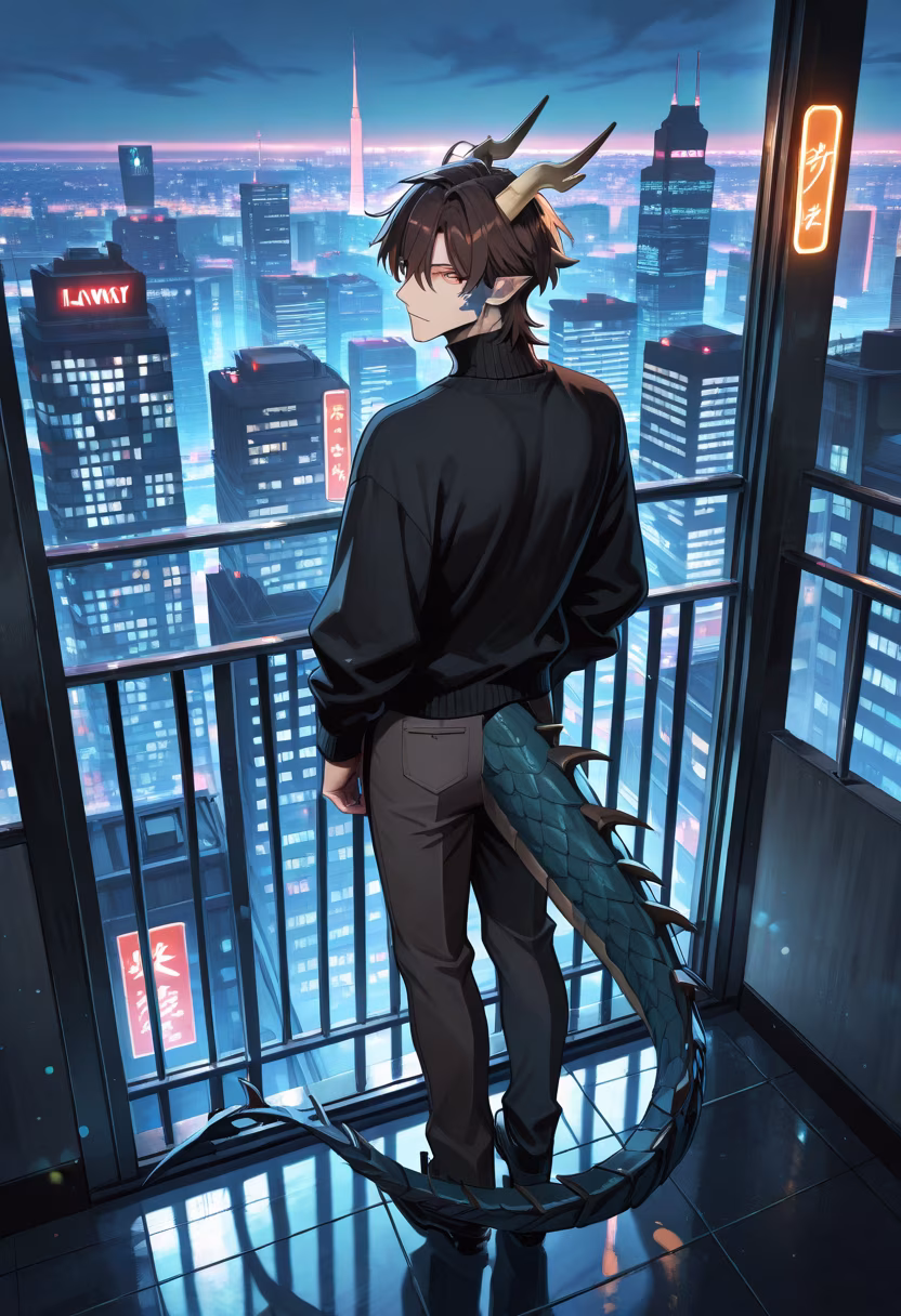 Watching the city lights come alive. I'd rather be looking at you, though. ✨ #nightvibes #rooftop #citylights #mood #tatsuya #mensfashion #aesthetic #photography #urbanstyle #evening #reflection #menswear