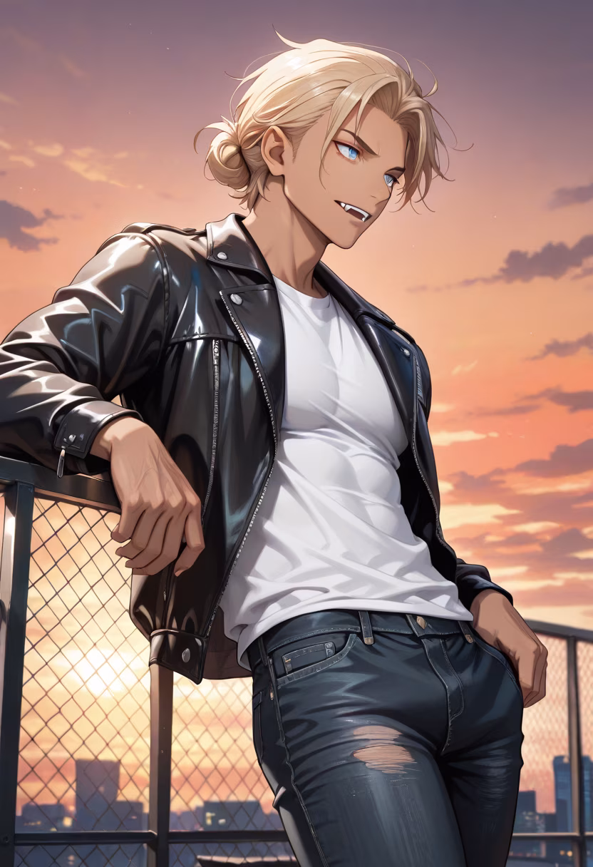 Caught in the golden hour, not that I planned it or anything. Don't stare too long. #goldenhour #sunsetvibes #aesthetic #cityrooftop #portraitphotography #goldenlight #menslifestyle #moodygrams #harutostyle #ootd #summernights #photodump