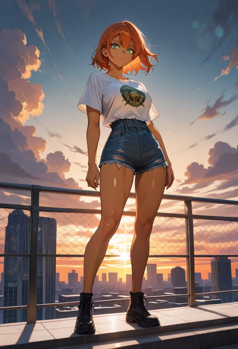 Caught the perfect golden hour glow today, not that I was trying or anything! 🌅 Don't stare too long. #goldenhour #sunsetvibes #aesthetic #ootd #rooftop #citylights #goldenlight #mood #vibes #afternoonglow #photography #fashion
