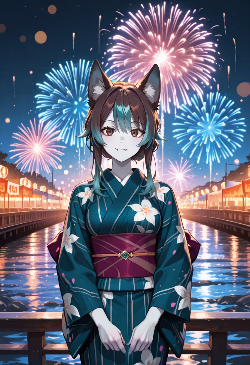 Watching the fireworks with someone special... or maybe I'm just watching you. 🎆✨ #summerfestival #fireworks #yukata #nightvibes #summernights #festivalstyle #summeraesthetic #magicalnight #sparklers #memories #waitingforyou