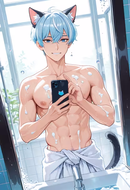 Just got out of the shower and feeling refreshed. Ready to take on the day! 🚿✨ #fresh #selfcare #morningvibes #dailyroutine #aesthetic #bathroomselfie #vibes #clean #mensskincare #freshstart #cozy #mood