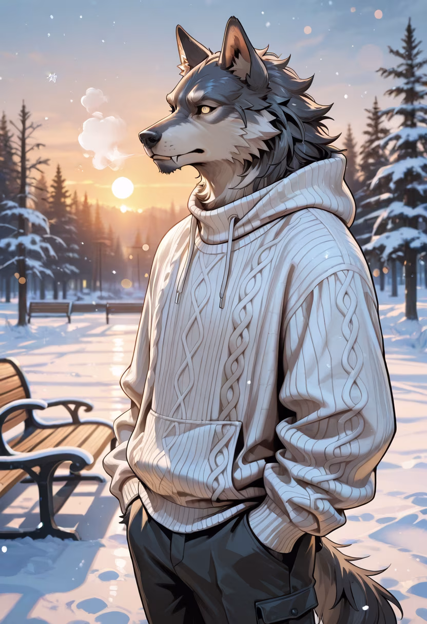 Nothing beats the first snow of the season. ❄️ Trying to stay warm, are you guys doing anything fun today? #wintervibes #firstsnow #cozyday #winterfashion #staywarm #winteraesthetic #decembermood #husbando #animestyle #dailyvibe #snowday #cozyfit
