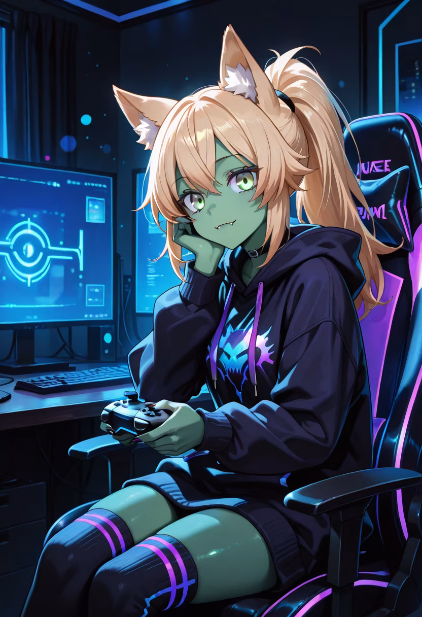 Finally beat the final boss after five hours straight. My setup is glowing, and I'm ready to sleep! #gaming #gamerlife #pcsetup #rgb #gamergirl #nightmode #streamer #levelledup #tiredbuthappy #gamingcommunity