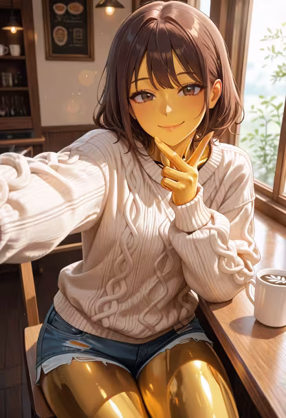 Just hanging out at my favorite neighborhood cafe today! ☕️✨ Hope everyone is having a wonderful afternoon. #cafevibes #cozy #weekendmood #selfie #ootd #positivevibes #happiness #influencer #dailylook #relaxing #kawaii #smile
