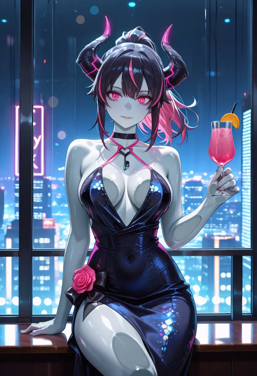 Neon lights and city nights with you. 🍸✨ Which drink should I order next? #nightout #cityvibes #cocktails #nightlife #neonlights #styleinspo #fashiongram #weekendvibes #partyready #emiko #glam