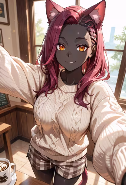 Just hanging out at the local cafe today! Hope everyone is having a great afternoon. ☕️✨ #cafevibes #chillday #cozy #weekendmood #aesthetic #lifestyle #happy #sunnyday #selfie #ootd #goodvibes #smile