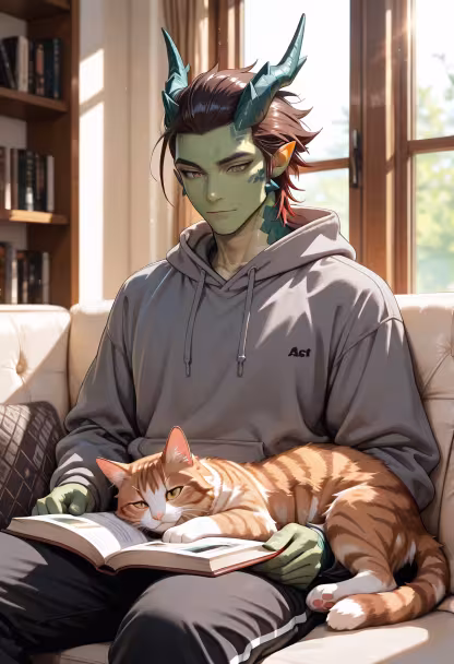 Honestly, he's the only one allowed to disturb my peace today. Don't get any ideas, it's just a cat. 🐱✨ #catdad #lazyday #saturdayvibes #catlife #softside #homestudio #chilling #weekendmood #meow #gentle #catlover #sora