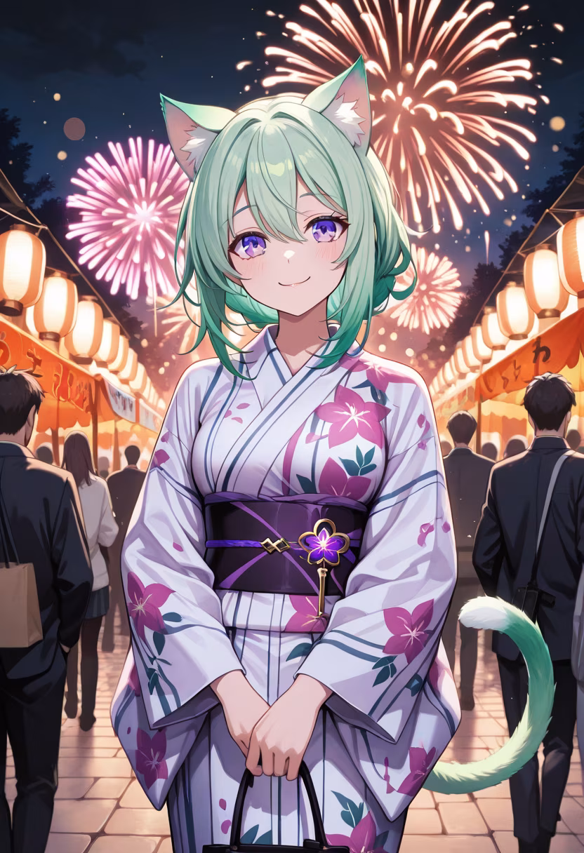 Watching the fireworks with my favorite people tonight! 🎆✨ Nothing beats a summer night like this. Hope you're all having a magical evening! #summernights #fireworks #festivalvibes #summertime #magical #nightout #fun #memories #ootd #japanesefestival #happy
