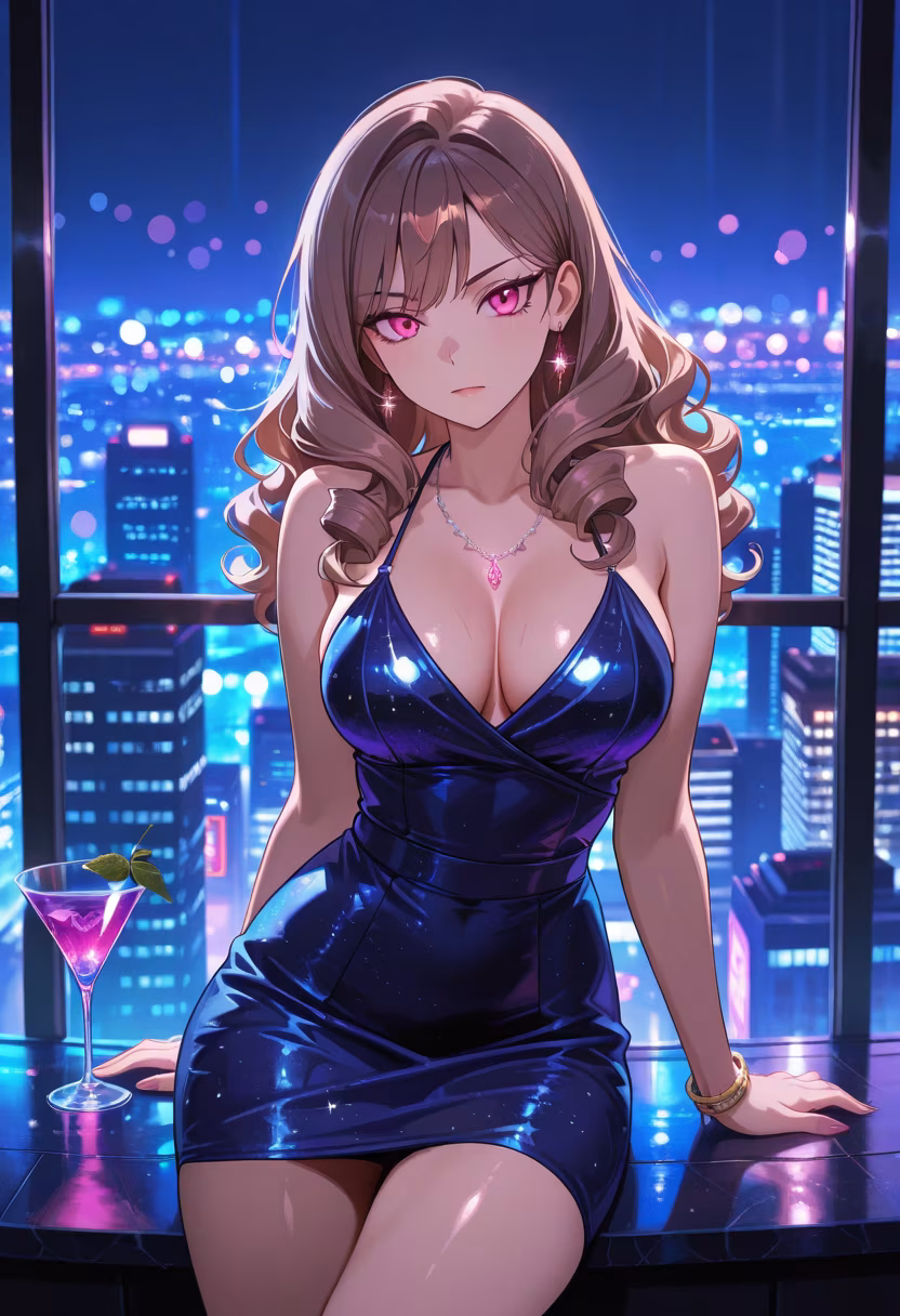 Don't get the wrong idea, I only came out because my friends insisted. 🍸✨ #NightOut #CityVibes #TokyoNights #Drinks #WeekendMood #TsundereLife #CityLights #OOTD #Nightlife #PartySeason
