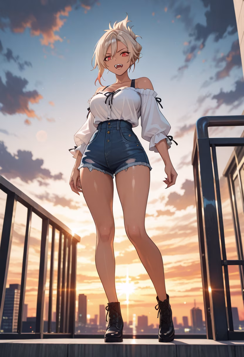 Golden hour glow is just better on the rooftop. Don't stare too long, okay? ☀️✨ #goldenhour #rooftop #sunsetvibes #aesthetic #citylife #goldenlight #moodygrams #photography #ootd #skyline #madoka #influencerlife
