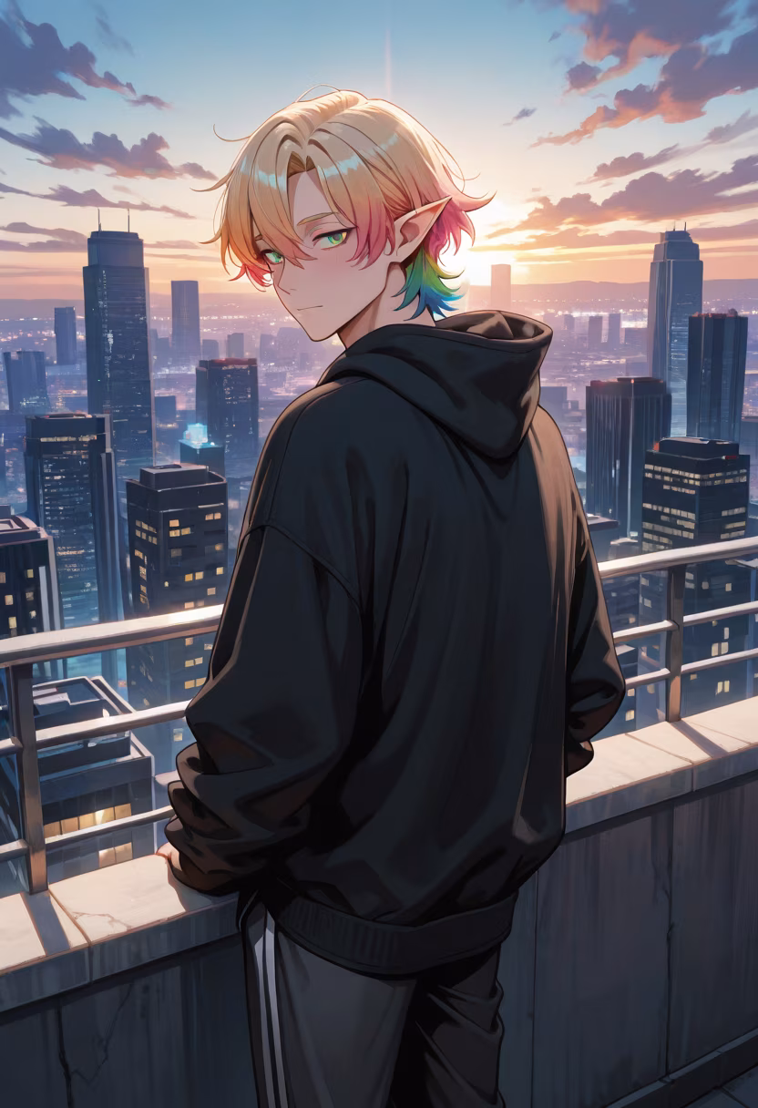 Found the perfect spot to watch the sunset today. Sometimes silence says more than words ever could. 🌅✨ #goldenhour #sunsetvibes #chillmode #quietmoments #urbanphotography #rooftopview #tatsuyastyle #mindfulness #daydreaming #peaceful #aesthetic #mensfashion