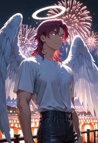Managed to sneak away to the festival for a bit. Don't look at me like that, I only came for the fireworks. 🎆 #SummerVibes #FestivalNight #FireworkShow #YukataNotMyThing #Summertime #Hideki #IgnoreTheCrowd #NightOut #SummerMood #StunningView #CityLights #StayCool