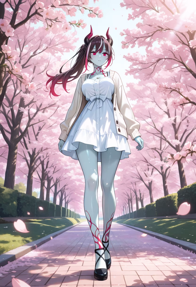 Nothing beats the warmth of the sun and the soft petals falling around us. 🌸 Walking through the park today made me think of you... did you miss me? #springvibes #cherryblossom #parkday #naturelover #sunnyday #emikostyle #ootd #aesthetic #serenity #blossomseason #waitingforyou