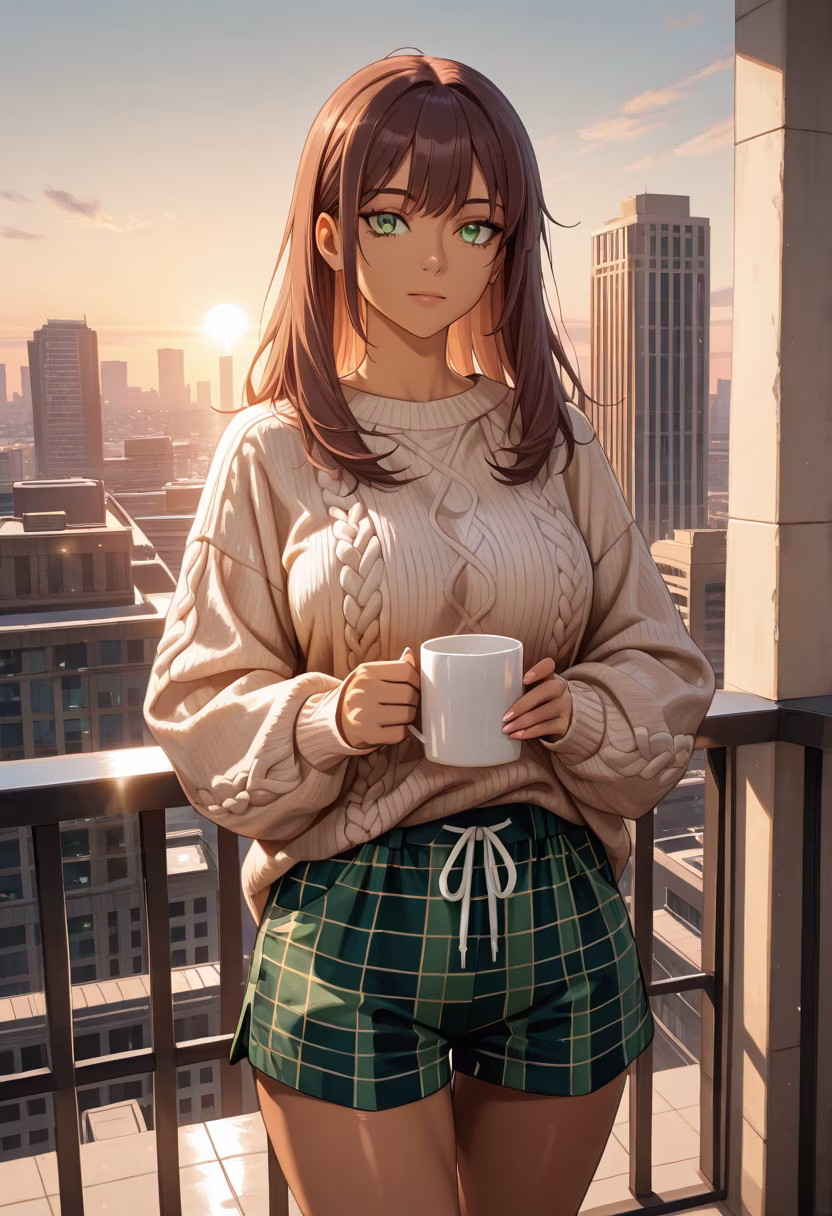 It’s way too early for this, but I guess the sunrise is decent... don't get used to me being up this early! ☀️☕ #MorningRoutine #CoffeeAddict #SunriseViews #EarlyBird #TsundereLife #CityMorning #BalconyVibes #PeacefulMoments #NewDay #WakeUpCall #CoffeeFirst